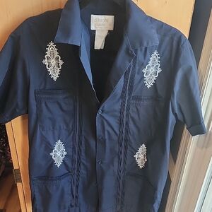 Classic Navy Embroidered Men's Shirt